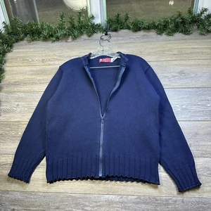 Binghamton Sweater Size Small Heavyweight Kniting Navy Blue VINTAGE Made In USA - Picture 1 of 14