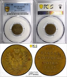 POLEN 1817 IB Dukat 25 Zlotych Warschau PCGS AU53 TOP GRADED RARE Bit-1273 (R4) - Bild 1 von 5
