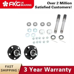 2pcs 5 Bolt on Circle Trailer Hubs Assembly Kits with 1" Spindles L44643 - Picture 1 of 9