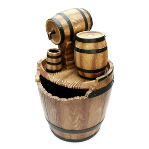 23" Broken Stacked Rustic Barrel Water Waterfall Fountain Patio Garden Outdoor - Picture 1 of 10