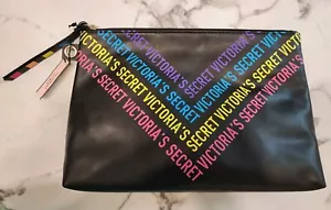Victoria's Secret black rainbow clutch travel case makeup bag Large - Picture 1 of 3