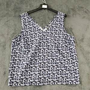 Eddie Bauer Women's Size 2XL Tank Top Blue Gray Geometric Print V-neck - Picture 1 of 9