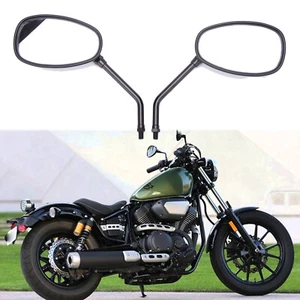 Black Oval Motorcycle Rearview Mirrors For Yamaha Bolt XV950 Drag Star V-Star - Picture 1 of 11