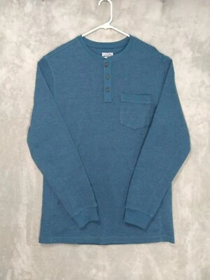 Camisa Duluth Trading Para Hombres Grande Azul Borde Corpulento Ajuste Térmico Henley Tejido Waffle Foto 1 de 4