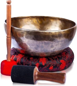 Large Tibetan Singing Bowl Set - 9" Master Healing Nepal For Sound Bath Chakra - Picture 1 of 4