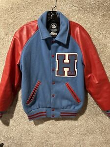 Vtg Texas High School Varsity Jacket. Tejas Manufacturing. Sz M Blue And Red 