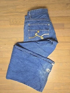 LRG Jeans Vtg Sz 30 X 30 Baggy Loose Gold Embroidered Buttons Cotton LR Geans - Picture 1 of 13
