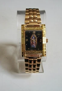 Men's Virgin Mary Guadalupe Gold Finish Fashion Watch - Picture 1 of 7