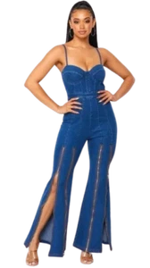 Women's Jean Jumpsuit Denim Zipper Romper Denim Playsuits - Bild 1 von 3