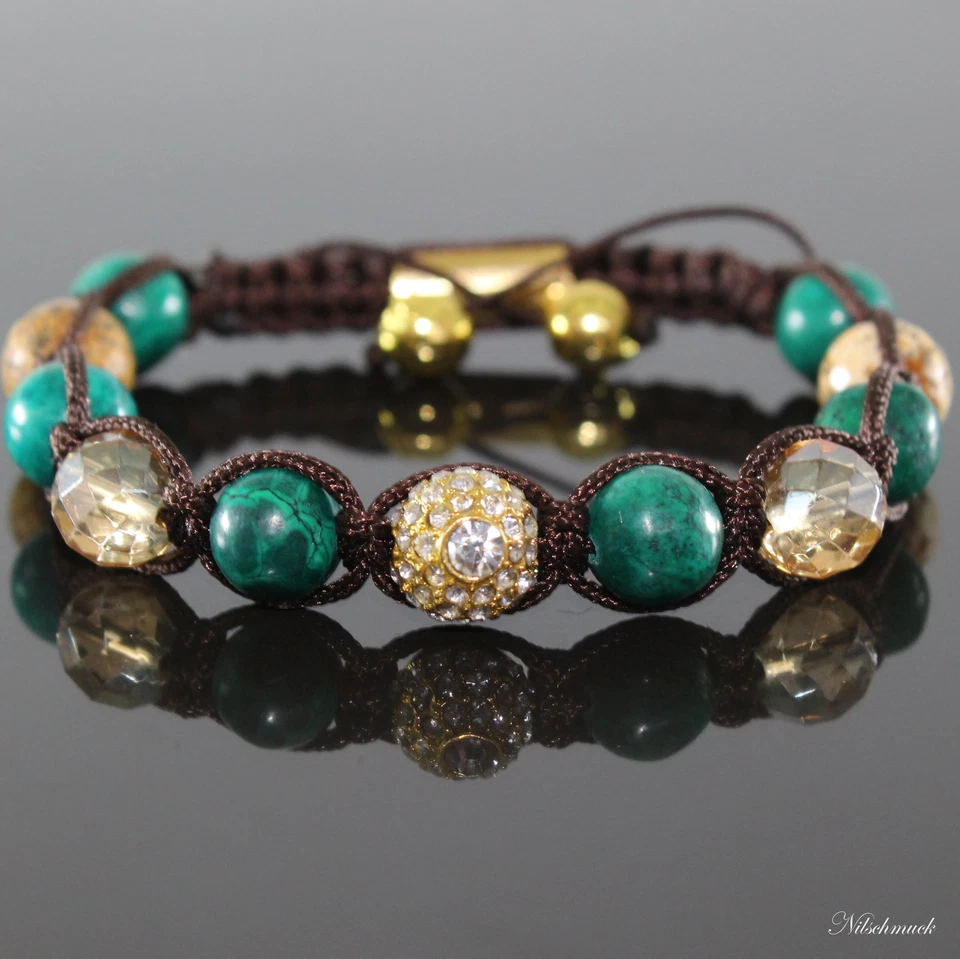 Damen Howlithe grün Kristall Perlen Armreif Armband verstellbar für Frauen - Bild 1 von 1