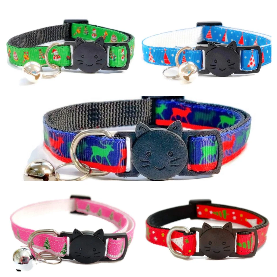 Christmas Cat Collar with bell | Safe Quick Release / Breakaway Buckle