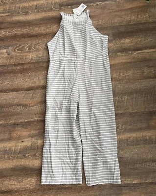 Bonito Mono Jardín Gris Blanco Rayas XL Algodón Verano Playa Vacaciones Foto 1 de 4