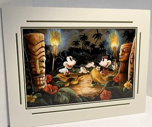 2013 DISNEY's "Festival of the Masters" MICKEY & MINNIE MOUSE LUAU PRINT - Picture 1 of 8