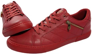 GUESS Myran zip lo-top Sneakers- 13- NEW- $99 red designer tennis shoes - Picture 1 of 2