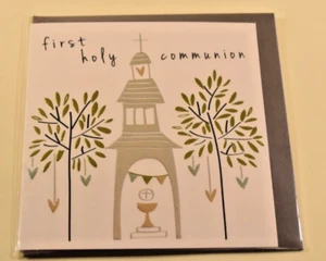 Belly Button Designs First Holy Communion Card Hearts Large Greeting Card - Picture 1 of 2