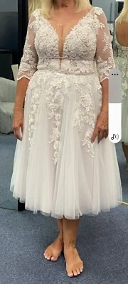 MORILEE by MADELAINE GARDNER WEDDING DRESS-CUSTOM Re-STYLED-OOAK-SIZE 14(12) - Image 1 of 4
