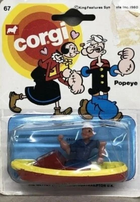 Vintage Corgi Juniors 1980 Popeye in Boat New in package no.67 New - Image 1 of 3