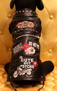 2669 Angeldog Hundekleidung Lederweste Biker Weste Hund_RL37 GR:M SCHMAL - Bild 1 von 9
