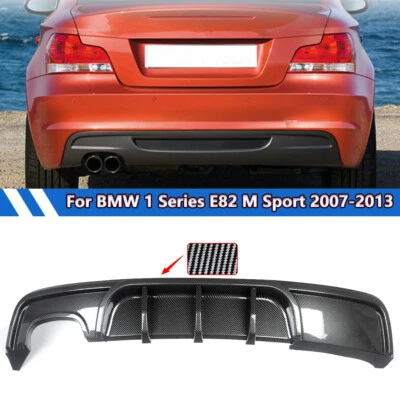For BMW E82 128i 135i M Sport 07-13 Carbon Color Rear Diffuser Lip Dual Exhaust Foto 1 de 4