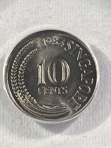 1984 Singapore 10 Cents Graded MS 66 by ANACS - Picture 1 of 4