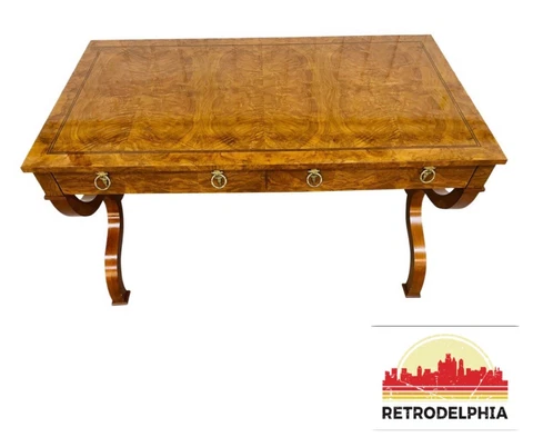 Vintage Baker Furniture Regency Style Burled Writing Desk Cover