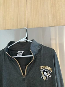 licensed gray Pittsburgh Penguins long sleeve pullover half shirt adult Large - Picture 1 of 3