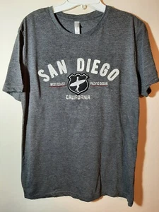 San Diego California S/S T Shirt, Gray, Surfer Style, New, Display Item - Picture 1 of 3