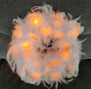 Avon White Feather Lit Wreath Circle Christmas Decoration Boxed New - Picture 1 of 4