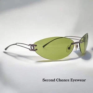 Occhiali da sole CHANEL 4049 Shield - lenti verdi originali - kit completo - templi CC - vintage - Foto 1 di 23