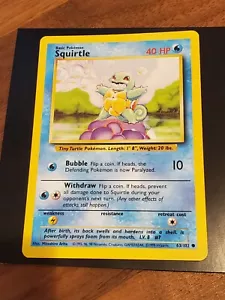 Squirtle 63/102 - 1999 Base Set - Vintage WOTC Pokemon card Near Mint - Picture 1 of 3