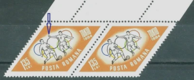 Juegos Olímpicos de Tokio 1964, fútbol, ​​calcio, Rumania, 2315, 1,35 LEI/par, error, MNH Foto 1 de 2