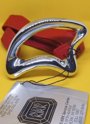 Cinturón de cuero rojo Alexis Kirk calidad museo nuevo hebilla plateada corbata suave vintage  Foto 1 de 4