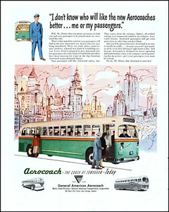 Autobús East Chicago Aerocoach 1948 City Skyline pasajeros anuncio impreso de arte vintage L80 - Imagen 1 de 1