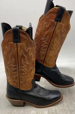 Botas de cowgirl femininas Boulet preto briown faroeste tamanho: 7 C - Imagem 1 de 4