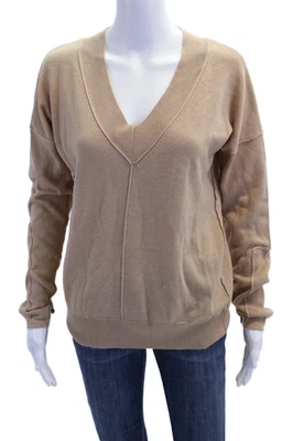 Feel The Piece Womens Modal Textured V-neck Long Sleeve Sweater Nude Size M - Image 1 of 4