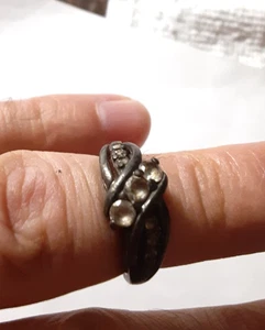 VINTAGE STERLING SILVER "SUN" .925 RING w/ CZ ACCENTS – SIZE 5.5 – 4g - Picture 1 of 4
