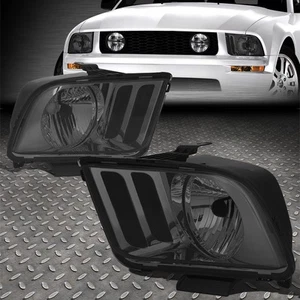 FOR 05-09 FORD MUSTANG S197 PAIR SMOKED HOUSING HEADLIGHT REPLACEMENT HEAD LAMPS - Picture 1 of 8