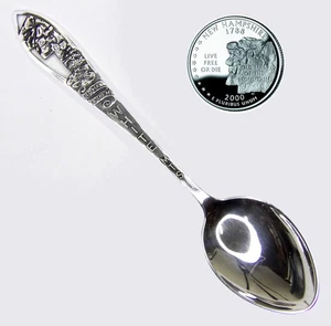 NEW HAMPSHIRE OLD MAN OF MTN STERLING SPOON ~ VINTAGE ~ Coin ~ 4.1" ~ Perfect - Picture 1 of 5
