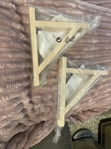 2 new IKEA Ekby Valter 766.960.09 natural Birch Shelf Bracket set pair 18700 - Picture 1 of 6