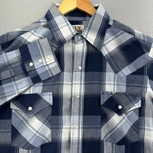 Ely Cattleman Western Plaid Shirt Long Sleeve Pearl Snap Front Mens M Cowboy - Picture 1 of 9