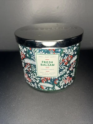 Bath & Body Works 3 mechas vela bálsamo fresco 14,5 OZ 2022 tarro diseño vacaciones Foto 1 de 2