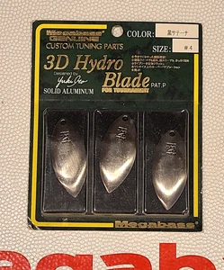 Megabass 3D Hydro Blades BLACK SATIN  Color Size #4  3 pack - Picture 1 of 2