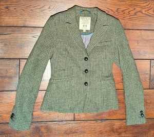 Jack Wills Moon Women's Tweed Check 100% Wool Riding Blazer Size US 4 - Picture 1 of 21