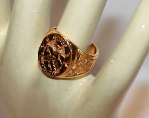 Wappenring Siegelring Herrenring Gr.61 / 10 Herren Ring Goldfarben NEU - Bild 1 von 3