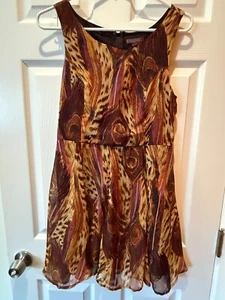 Fire Los Angeles Multicolor Print Rayon Dress Lined Size S - Picture 1 of 6