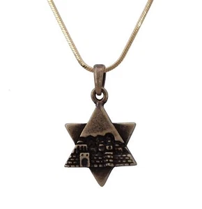 Star of David Magen Gold Plated Jerusalem Pendant Necklace Judaica Holy Gift - Picture 1 of 6