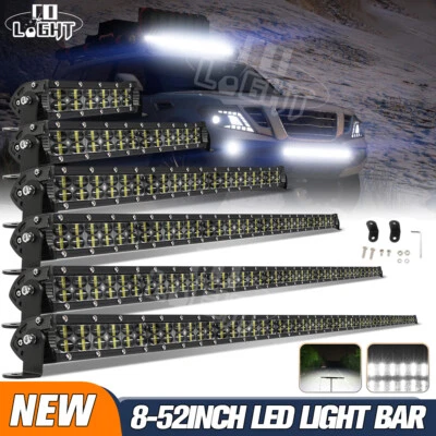 8 14 22 32 42 52" LED Light Bar Spot Flood Combo Driving Truck SUV Offroad 4WD - Image 1 of 4