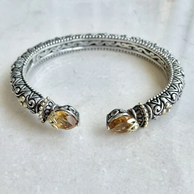 🦋 Brazalete HE Barbara Bixby Couture Citrino Plata de Ley Oro 18K Foto 1 de 4