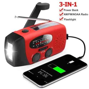 AM/NOAA Portable Weather Radio Hand Crank Radio Power Bank with LED Flashlight - Picture 1 of 19