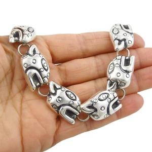 Chunky Jaguar Head Hallmarked 925 Sterling Silver Bracelet - Picture 1 of 6